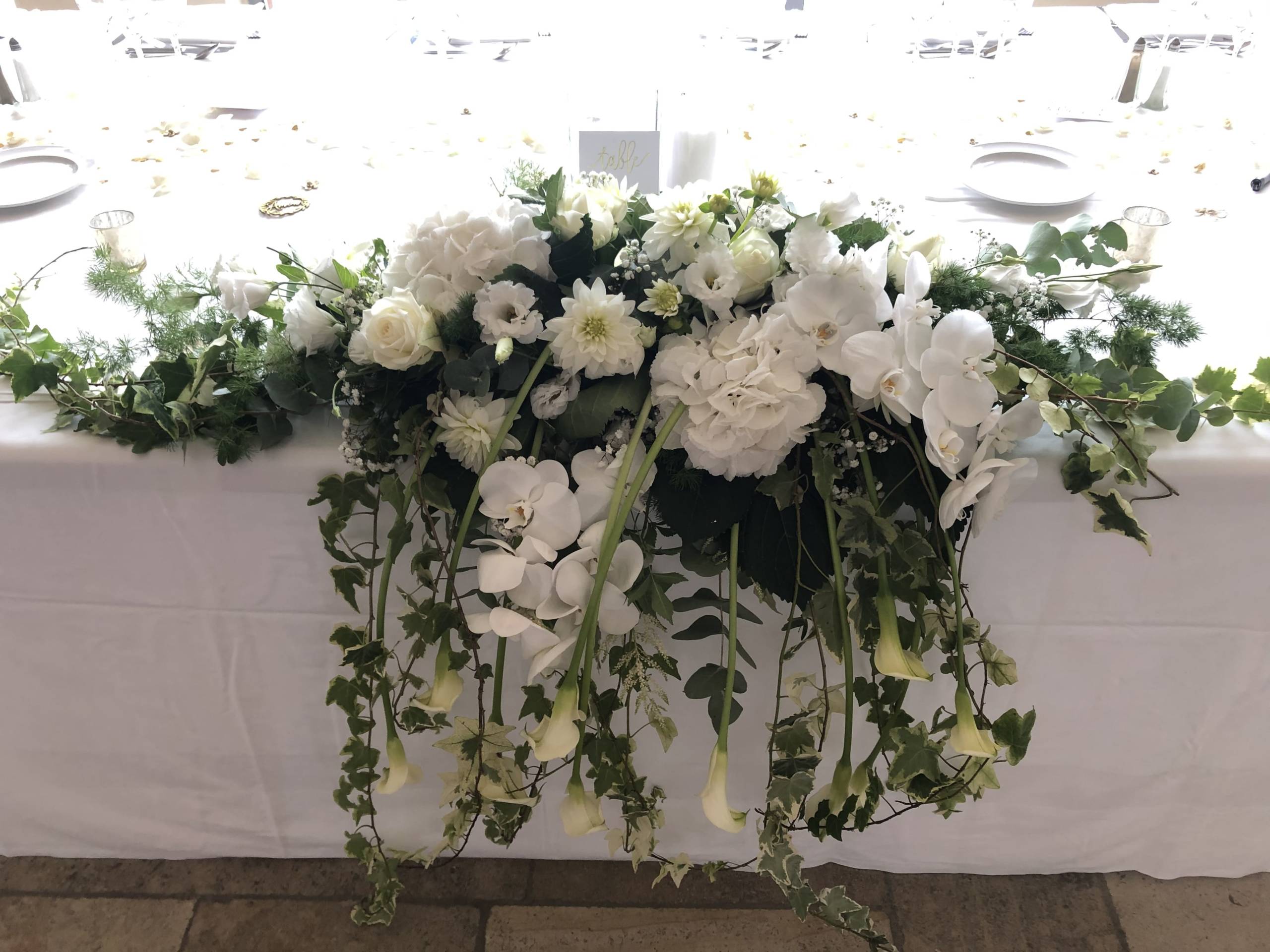 Composition florale mariage salle de reception