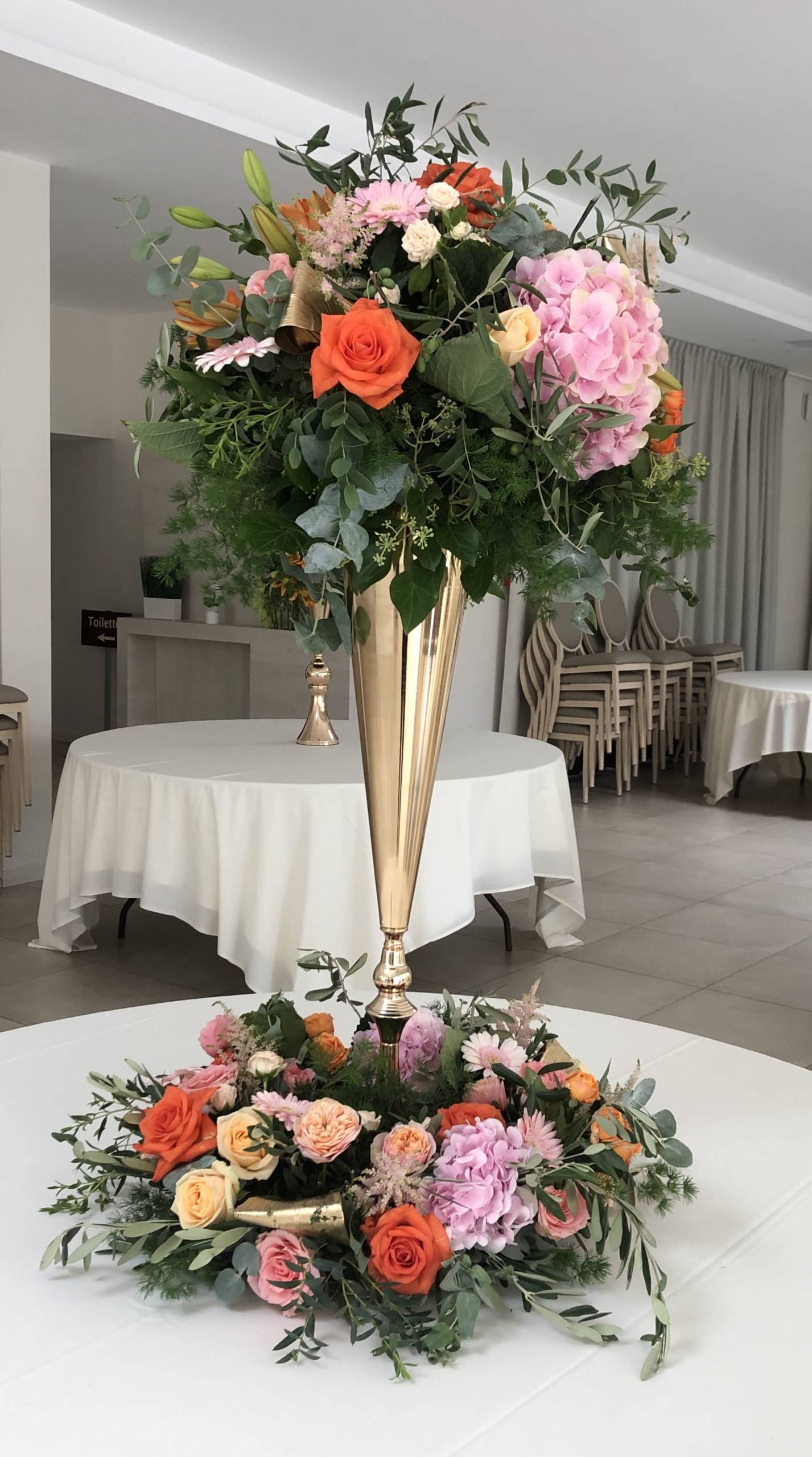 Composition florale mariage salle de reception